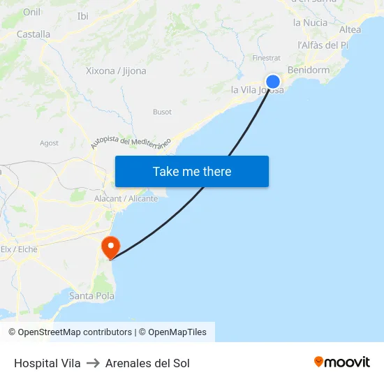 Hospital Vila to Arenales del Sol map