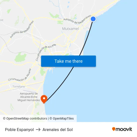 Poble Espanyol to Arenales del Sol map