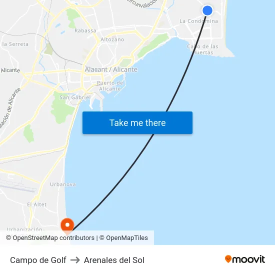 Campo de Golf to Arenales del Sol map