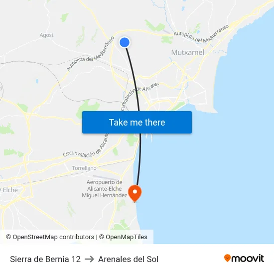 Sierra de Bernia 12 to Arenales del Sol map