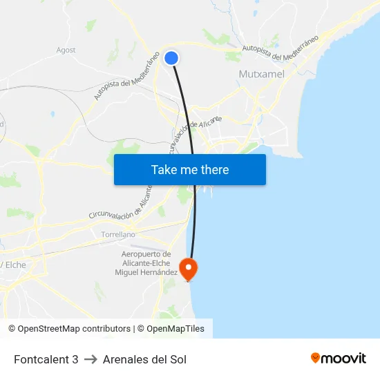 Fontcalent 3 to Arenales del Sol map