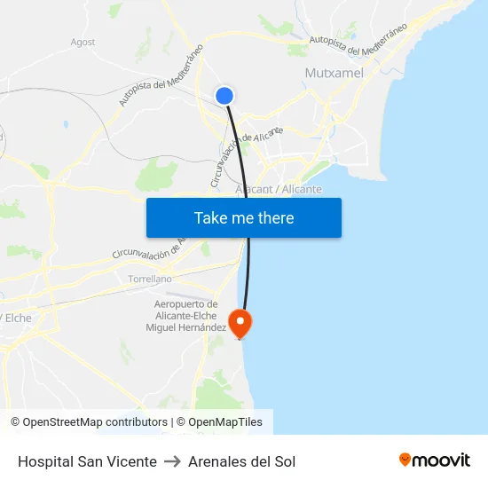 Hospital San Vicente to Arenales del Sol map