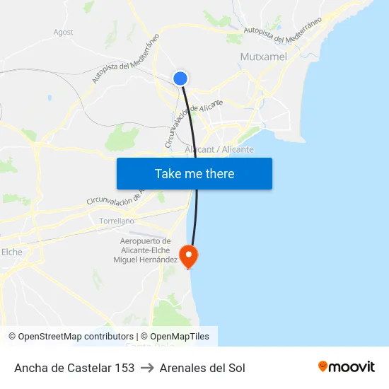 Ancha de Castelar 153 to Arenales del Sol map