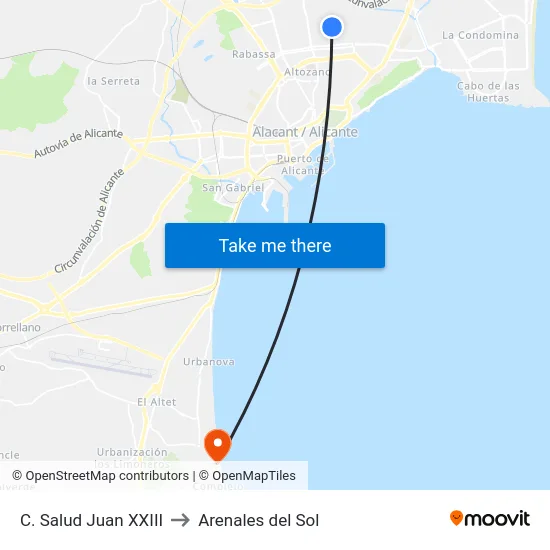 C. Salud Juan XXIII to Arenales del Sol map
