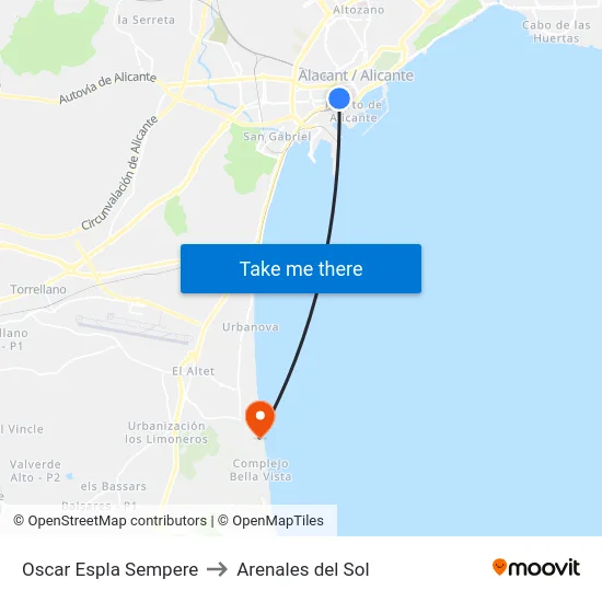 Oscar Espla Sempere to Arenales del Sol map