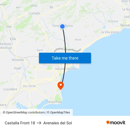 Castalla Front 18 to Arenales del Sol map