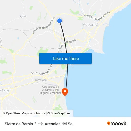 Sierra de Bernia 2 to Arenales del Sol map