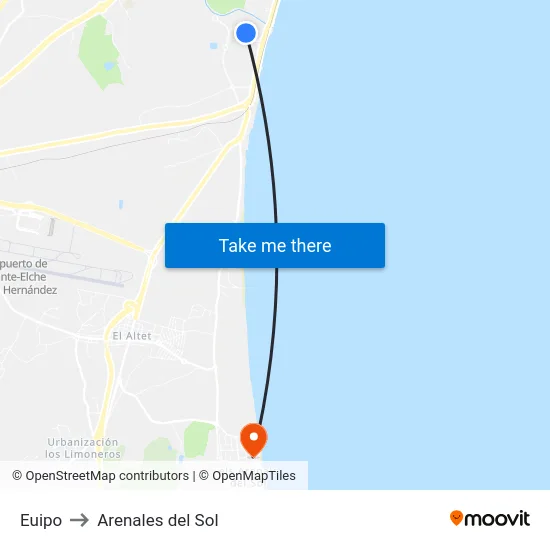 Euipo to Arenales del Sol map