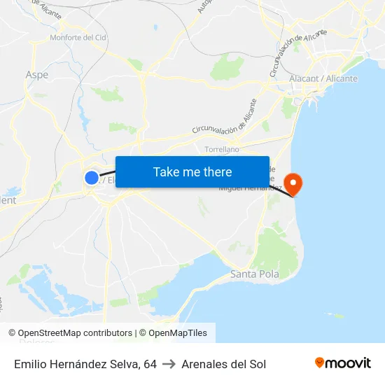 Emilio Hernández Selva, 64 to Arenales del Sol map