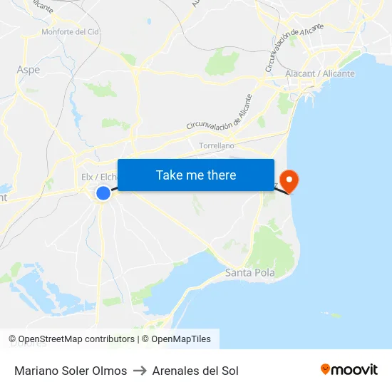 Mariano Soler Olmos to Arenales del Sol map