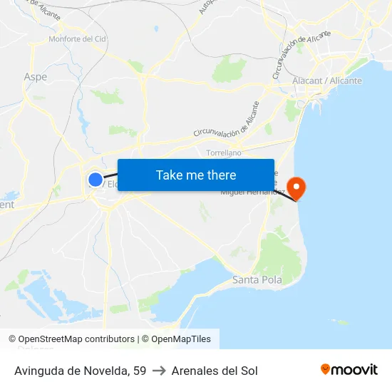 Avinguda de Novelda, 59 to Arenales del Sol map