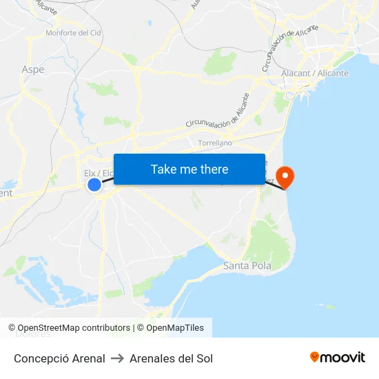 Concepció Arenal to Arenales del Sol map