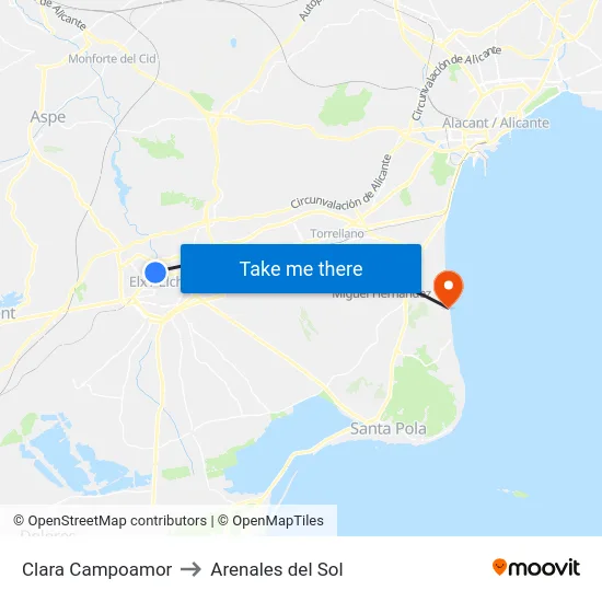 Clara Campoamor to Arenales del Sol map
