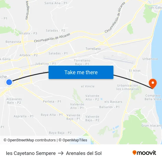 Ies Cayetano Sempere to Arenales del Sol map