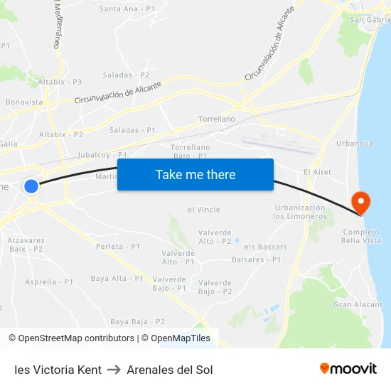 Ies Victoria Kent to Arenales del Sol map