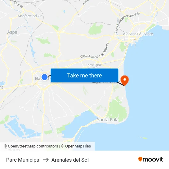 Parc Municipal to Arenales del Sol map