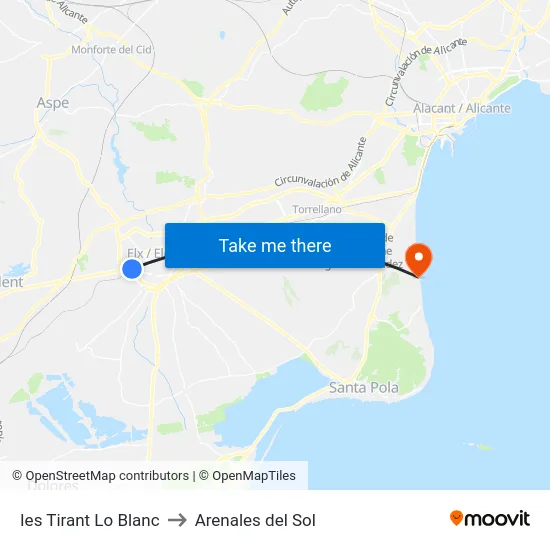Ies Tirant Lo Blanc to Arenales del Sol map