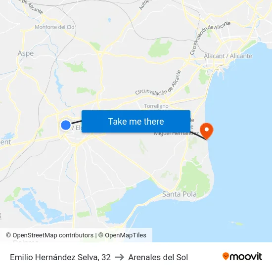 Emilio Hernández Selva, 32 to Arenales del Sol map