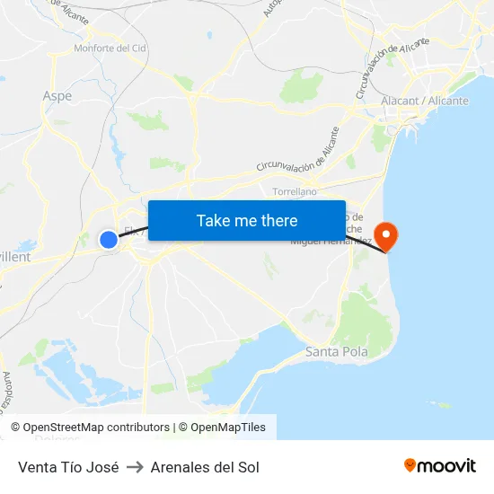 Venta Tío José to Arenales del Sol map