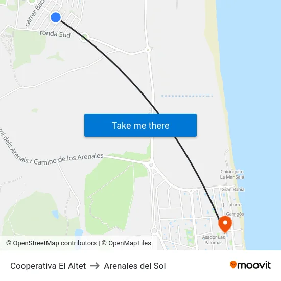 Cooperativa El Altet to Arenales del Sol map