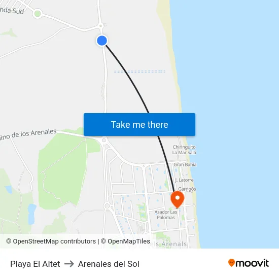 Playa El Altet to Arenales del Sol map