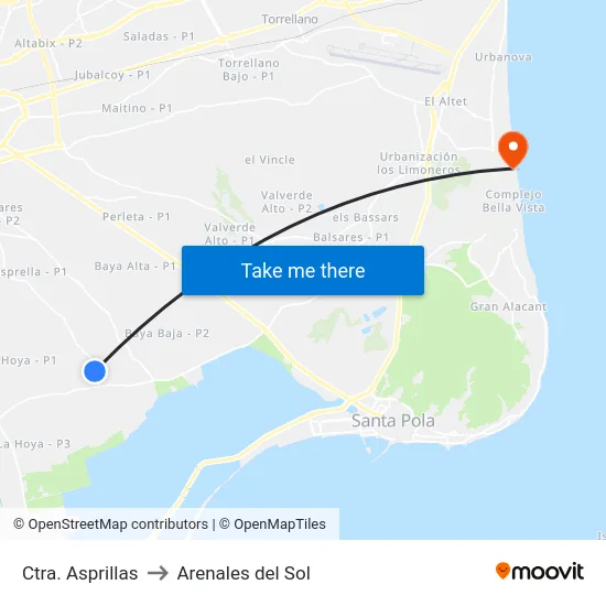 Ctra. Asprillas to Arenales del Sol map