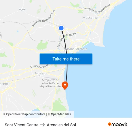 Sant Vicent Centre to Arenales del Sol map