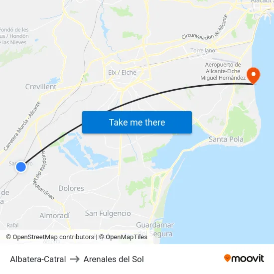 Albatera-Catral to Arenales del Sol map