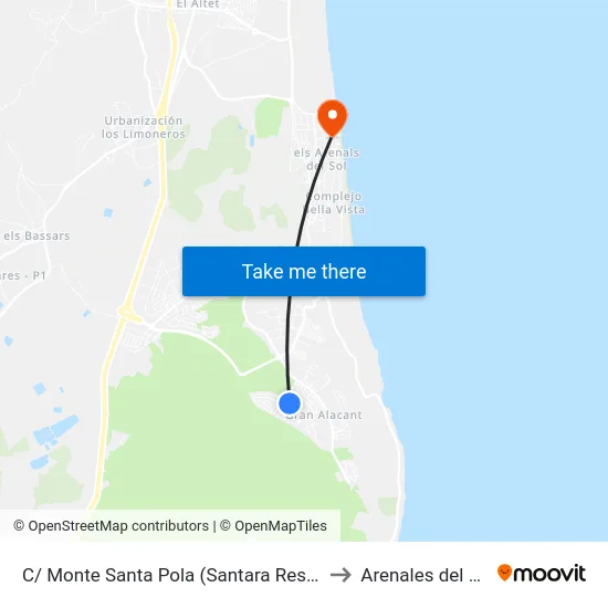 C/ Monte Santa Pola (Santara Resort) to Arenales del Sol map