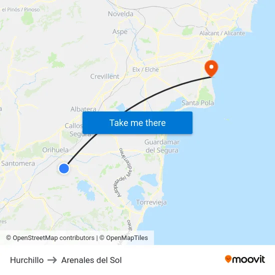Hurchillo to Arenales del Sol map