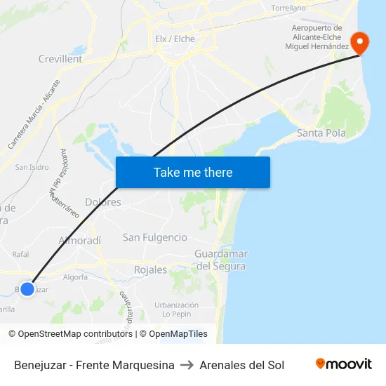 Benejuzar - Frente Marquesina to Arenales del Sol map