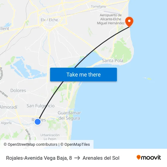 Rojales-Avenida Vega Baja, 8 to Arenales del Sol map