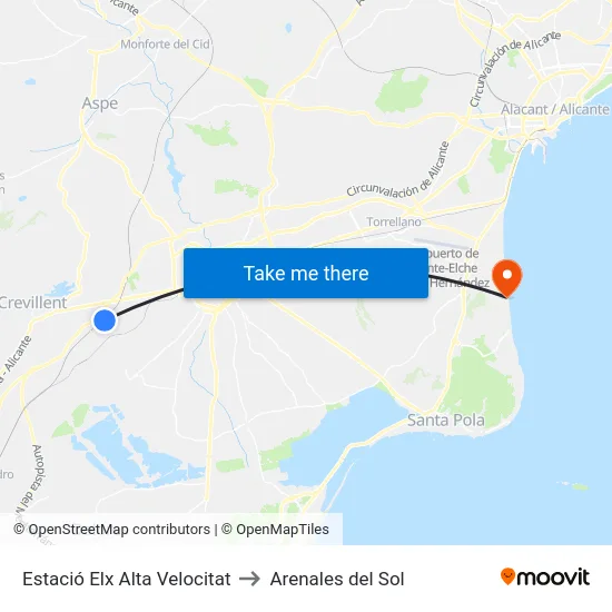 Estació Elx Alta Velocitat to Arenales del Sol map