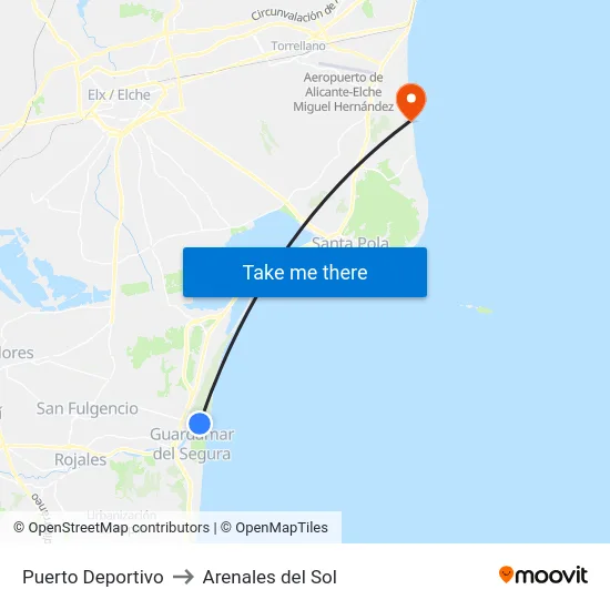 Puerto Deportivo to Arenales del Sol map