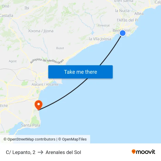 C/ Lepanto, 2 to Arenales del Sol map