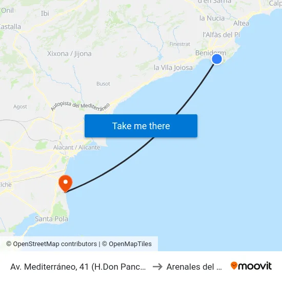 Av. Mediterráneo, 41 (H.Don Pancho) to Arenales del Sol map