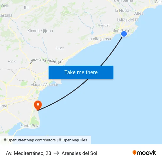 Av. Mediterráneo, 23 to Arenales del Sol map