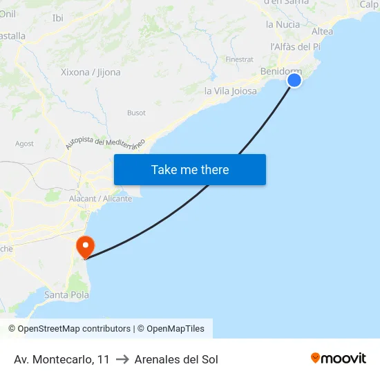 Av. Montecarlo, 11 to Arenales del Sol map