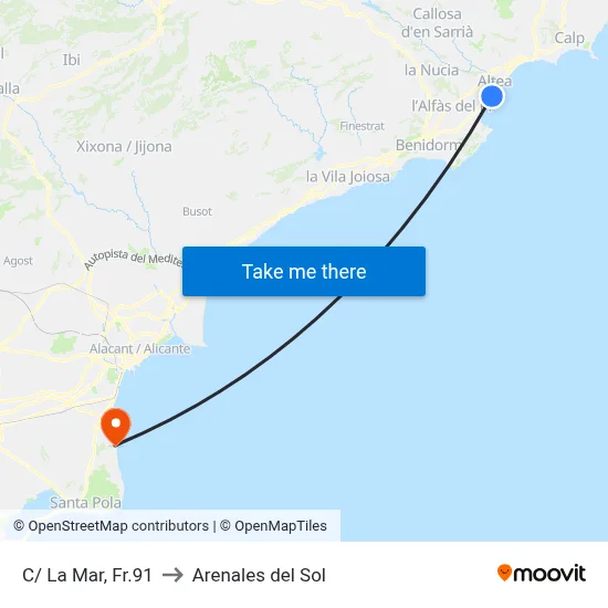 C/ La Mar, Fr.91 to Arenales del Sol map