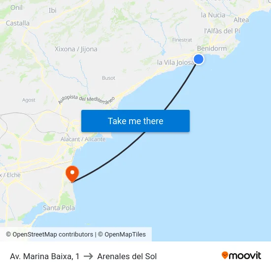 Av. Marina Baixa, 1 to Arenales del Sol map