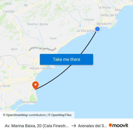 Av. Marina Baixa, 20 (Cala Finestrat) to Arenales del Sol map