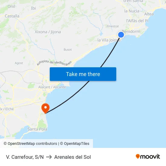 V. Carrefour, S/N to Arenales del Sol map