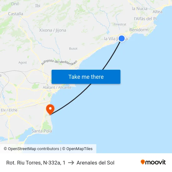 Rot. Riu Torres, N-332a, 1 to Arenales del Sol map