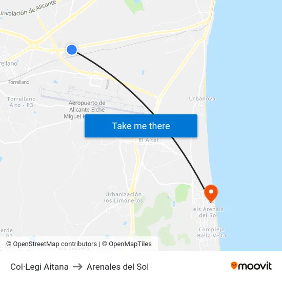 Col·Legi Aitana to Arenales del Sol map