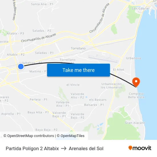 Partida Polígon 2 Altabix to Arenales del Sol map