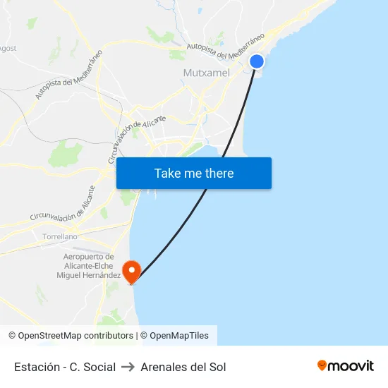 Estación - C. Social to Arenales del Sol map