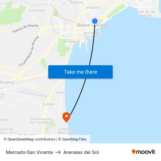 Mercado-San Vicente to Arenales del Sol map