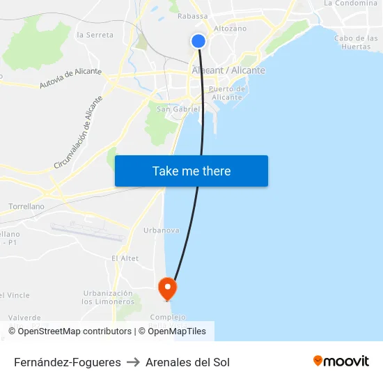 Fernández-Fogueres to Arenales del Sol map