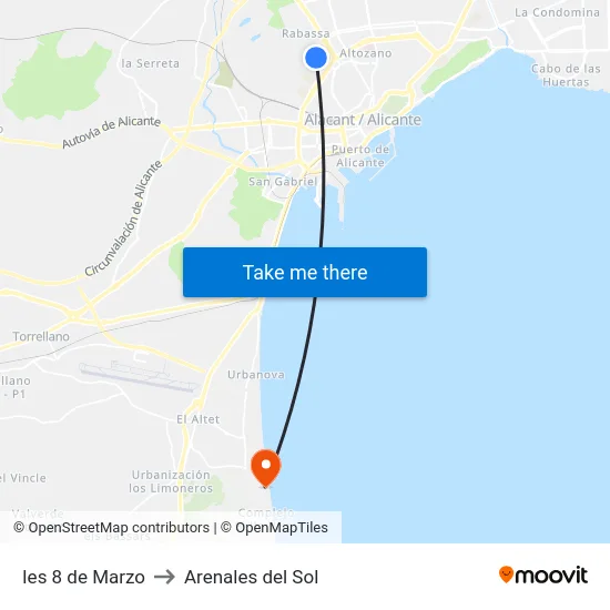 Ies 8 de Marzo to Arenales del Sol map