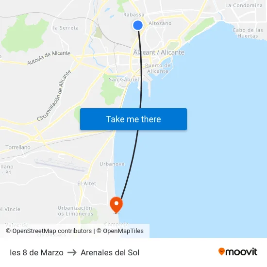 Ies 8 de Marzo to Arenales del Sol map